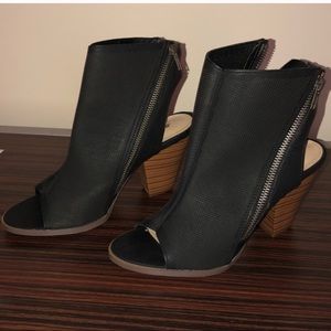 black peep toe booties